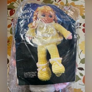 Sugar Baby 16” Crochet Doll Yellow Hair  Outfit #342 Plastic Head NEW Vintage US